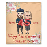 ๐Cartoon Elder Couple Customized Blanket - Personalized Cartoon,Names and Texts - Valentine's Day, Wedding Anniversary Gift For Old Couple